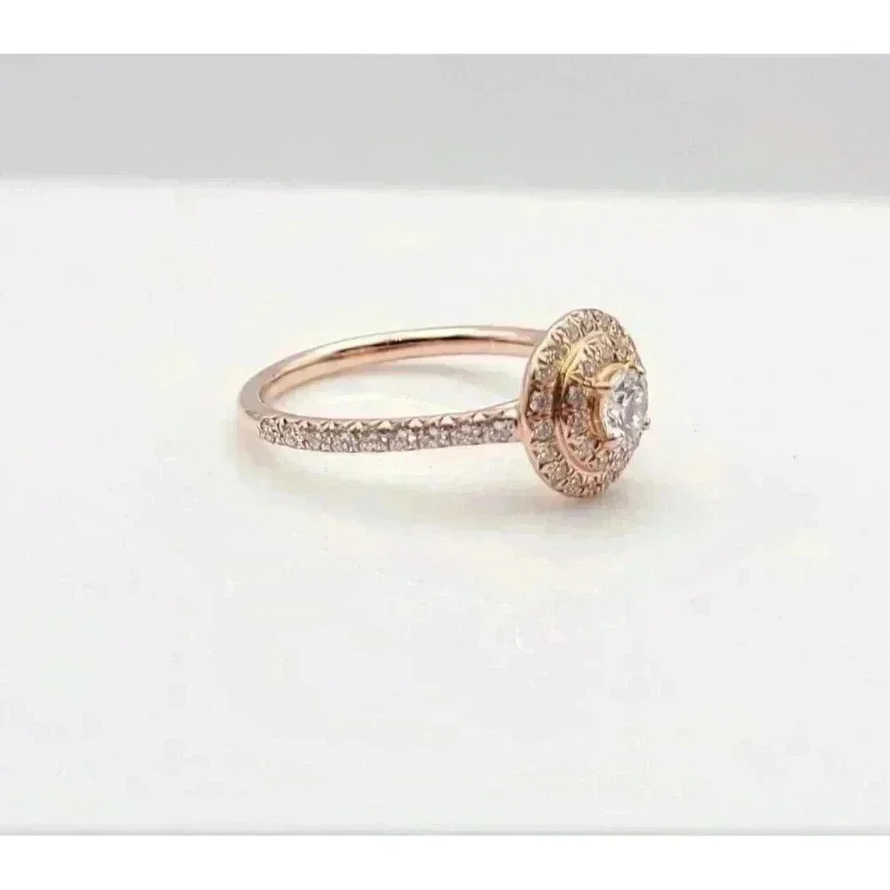 Tiffany & Co 18kt Rose Gold Soleste Diamond Halo Engagement Ring Size 4.5